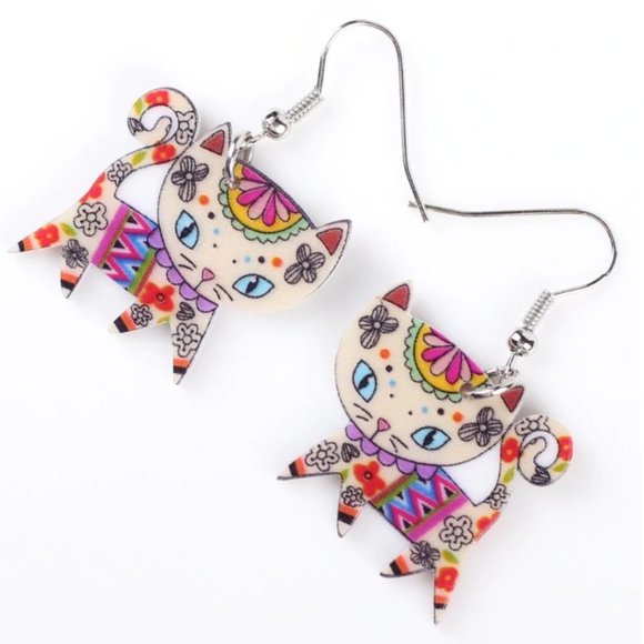 Jewelry - NEW CAT cats lovers dangle acrylic EARRINGS